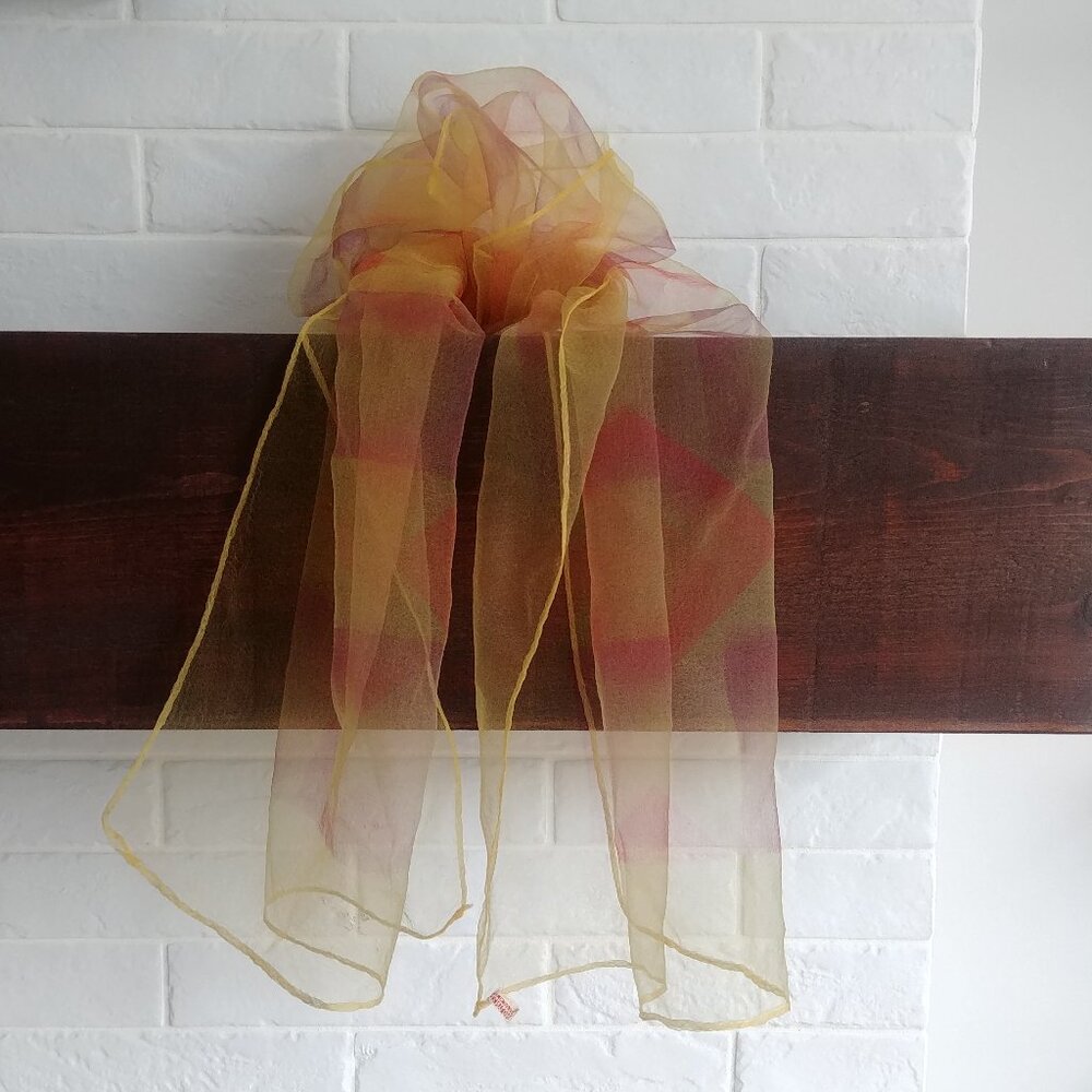 4/$20 Vintage made in Japan super sheer filmy 100% nylon yellow scarf
